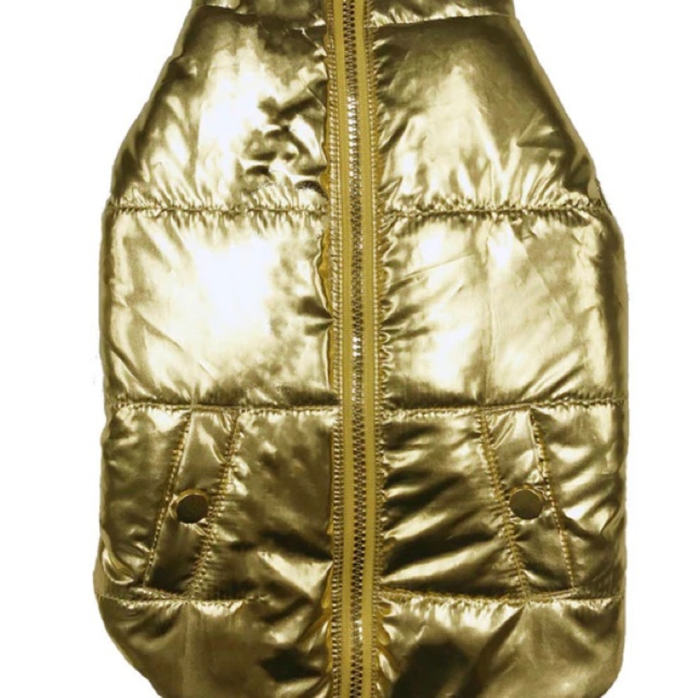 Fab Dog Metallic Waterproof Puffer Jacket w/Faux Fur Lining-18”